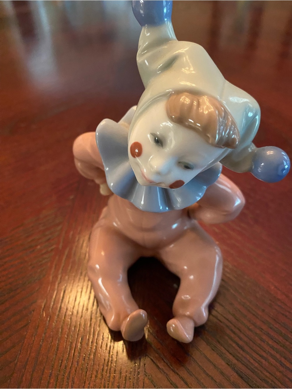 NAO By Lladro Porcelain Clown Figurine in Pink and Blue “Jingles”